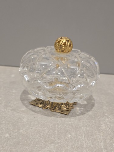 Vintage glass lided - glass, trinket