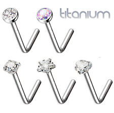 TITANIUM Nose Stud - Star Heart Round Crystal Ball Spike- Solid Implant 23 Grade