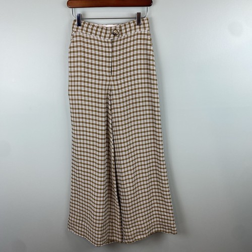 Topshop tan plaid high - , waist