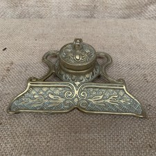 Art Nouveau Cast Brass Inkwell