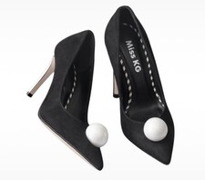 Miss KG Black Faux Suede Court