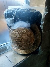 Adult St Trinian's School Girl Costume Navy Dress with Straw Hat Shirt Socks