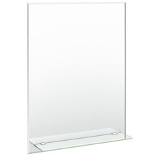 EMKE Frameless Bathroom Vanity Mirror With Glass Shelf Wall Mounted Contemporary