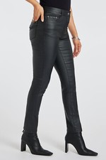 Ex Bonmarche SUSIE Coated Wet Look Faux Leather Jeans in Black