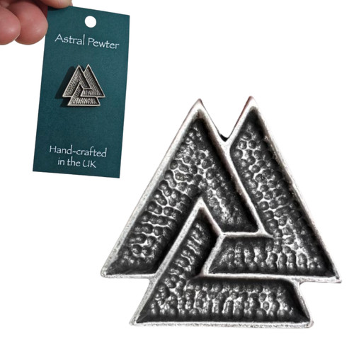 Valknut pewter pin badge - valknut,