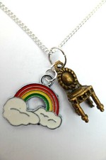 SILVER NECKLACE ENAMEL RAINBOW Heart Flower Star Charm Gift + Bag *Huge Choice*