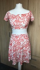 Womens Missguided Red Summer Holiday Paisley Print Two Piece Size 10