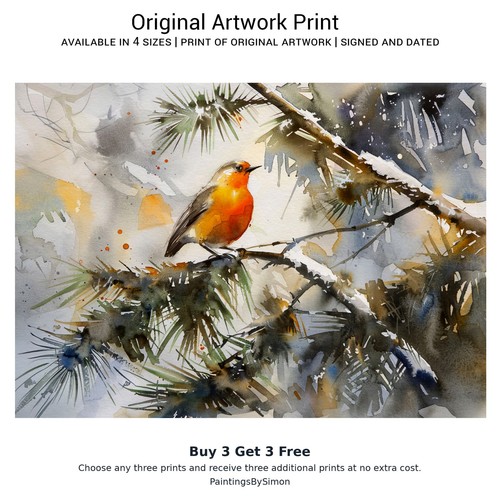 Robin redbreast print - print, on