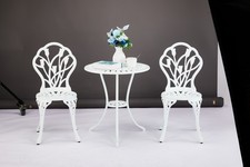 3PCS White Patio Table Chairs