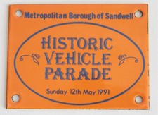 Enamel Sign Plaque Historic Vehicle Parade 1991 Metropolitan Borough of Sandwell