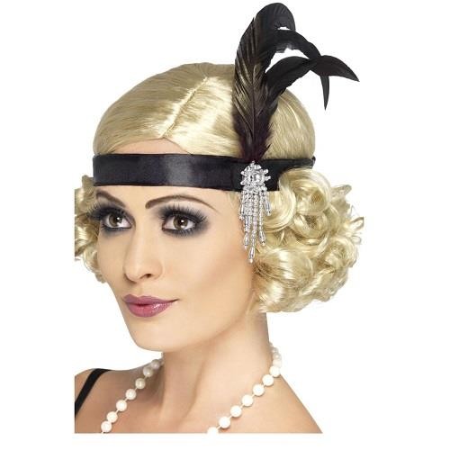 Black satin flapper charleston - black,