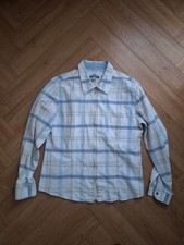 Unisex Blue Willis Zip Up Shirt Blue White Cotton Size Uk Large