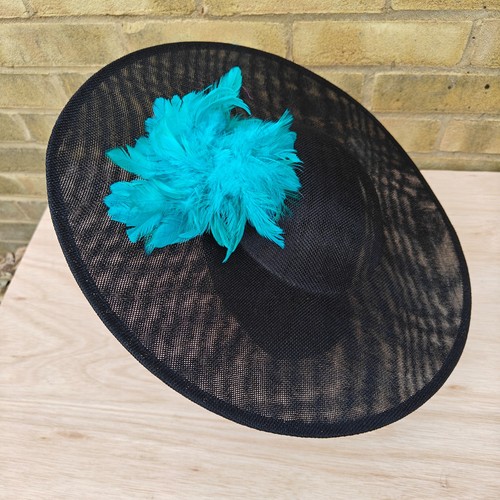 Black turquoise feather wide - turquoise,