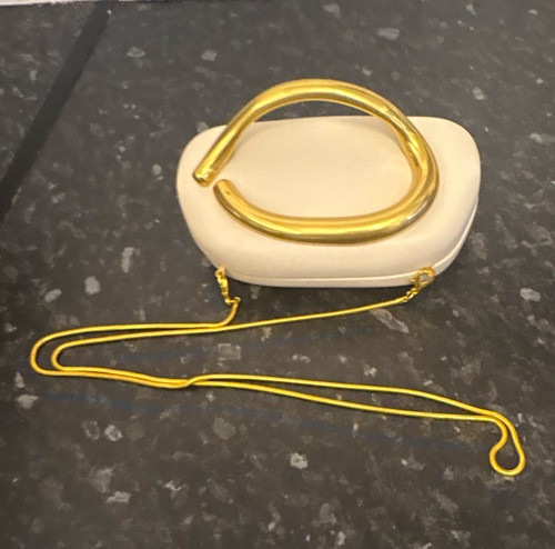 White faux leather clutch - leather,
