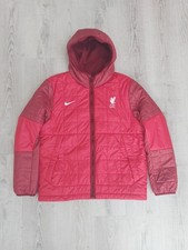 Liverpool X Nike Mens Fleece lined Puffer Jacket Coat Size Large Red