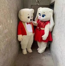 Lovely rabbit couple mascot fancy cartoon mascot costume dress-