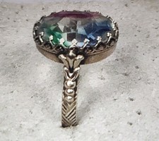 Antique Sterling Silver Mystic Topaz Ring 