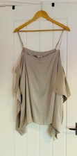 M & S Autograph Pure Silk Floaty Ruffle Cami Cocktail Top Sz 24 Silver Grey