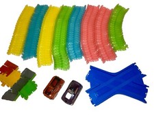 Glow Speedway Magic Tracks Flexable 10’ Tracks 2 Cars Battery Racers Cross Road