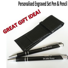 PERSONALISED ENGRAVED Pen & Pencil Set - Birthday Christmas Teacher GIFT ! NEW !