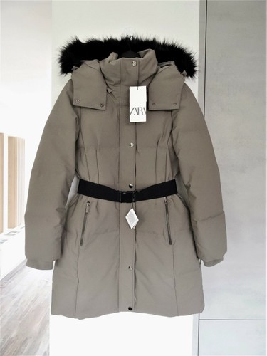 Zara taupe grey long hooded - taupe/grey,