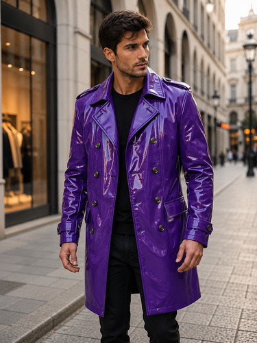 Pvc trench coat glossy vinyl - trench,