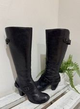 Clarks Liberty Chime Black Soft Leather Knee High Buckle Detail Boots UK 5.5 39