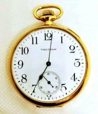 Vintage WALTHAM 18K Solid Gold Hand-Winding Pocket Watch, Circa 1907