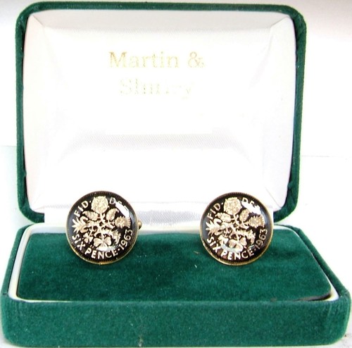 1963 sixpence cufflinks - sixpence,