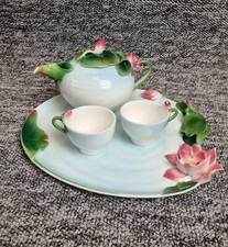 Graff Porcelain Tea Set With Lotus Flower Decoration Teapot Teacups And Plate