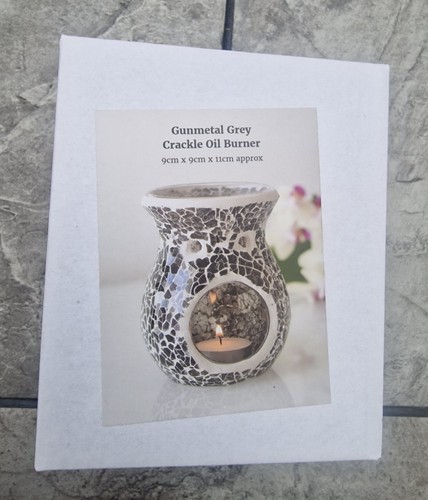 Gunmetal grey crackle glass - grey,