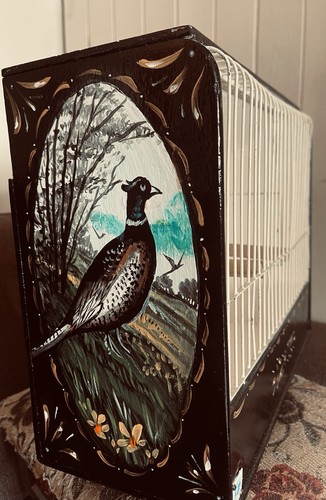 Hand painted finch - finch, cage