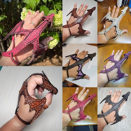 Faux leather dragon bracelet - leather,