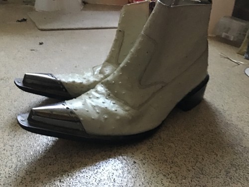 White leather pointed boots - white,