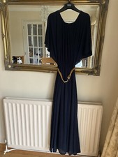 Ladies Grecian Navy Maxi Evening Dress  Small