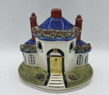 Antique Staffordshire Mantle House Pastille Burner Smoke Chimneys Blue H: 15cm