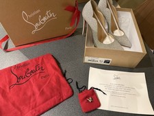 Christian Louboutin 100 Hot Chick Silver Sparkle Pumps  Heels Size EU 39 UK 6