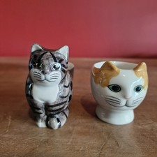 Pair of Quail Hand Painted Ceramic Egg Cups VGC