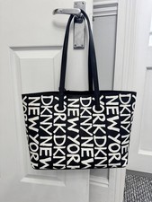 DKNY black reversible tote bag