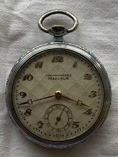 Large Vintage Chronometer Pocket Watch Lovely Dial Silver Plated Works Sometimes