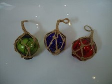 3 X Fishing Boat Net Floats Glass Baubles Christmas Nautical Decorations Tree 55