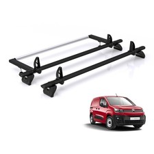 Citroen Berlingo Roof Rack for 2018+ M (L1) Vans 2x Bars & Roller - Rhino Black