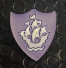 Blue Peter Original Pin Badge White On Purple