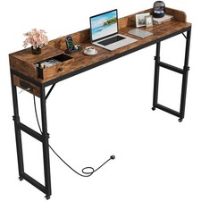 Overbed Table with Wheels Mobile Over Bed Desk Height Adjustable 84-109 cm