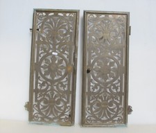 Victorian Brass Fire Screen Fender Guard Fireplace Antique Grate Doors Nouveau