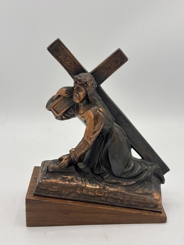 Vintage spelter jesus cross - spelter,