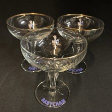 3x Rare Early Babycham Glasses White Deer Blue Bow Logo 1950s 1st Edition JobLot