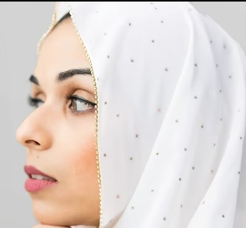 White chiffon polyester - polyester, hijab
