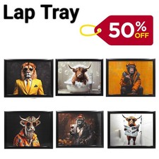 Luxury Cushioned Lap Tray Animal Design Wooden Frame 44x33cm UK Made