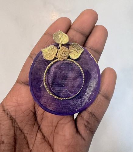 Vintage purple hat brooch mesh - hat,